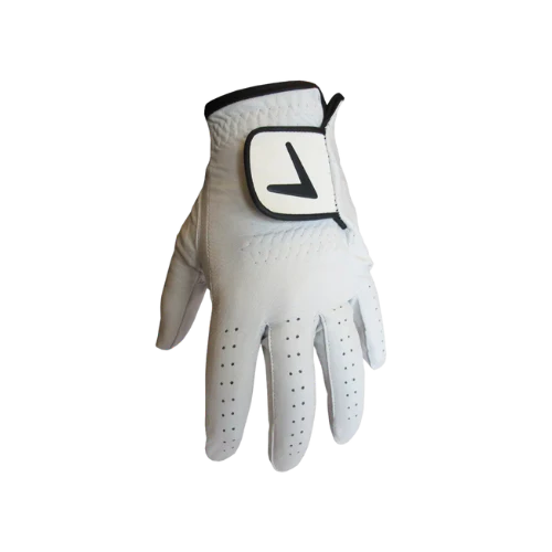 White Cabretta Full Leather Golf Glove - White